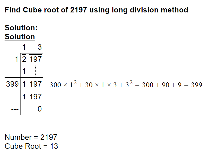 © 2022 AtoZmath.com. Cube root of 2197 using long division