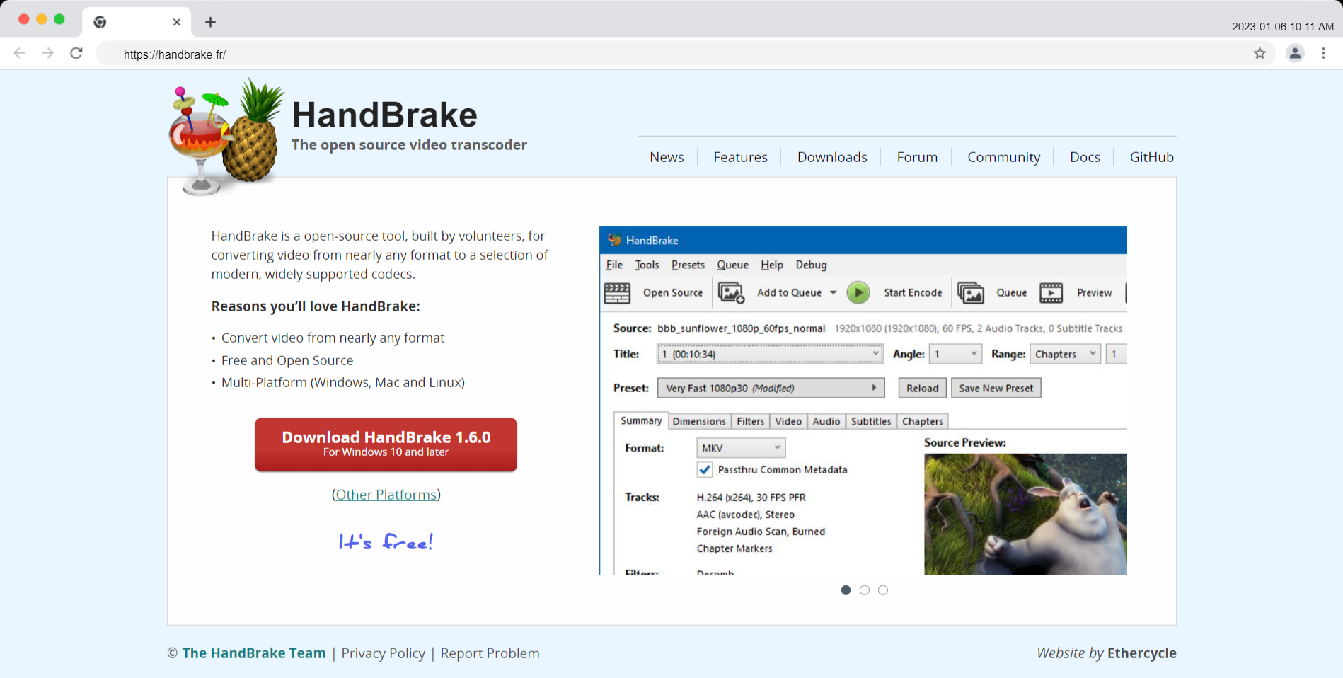 HandBrake: Open Source Video Transcoder