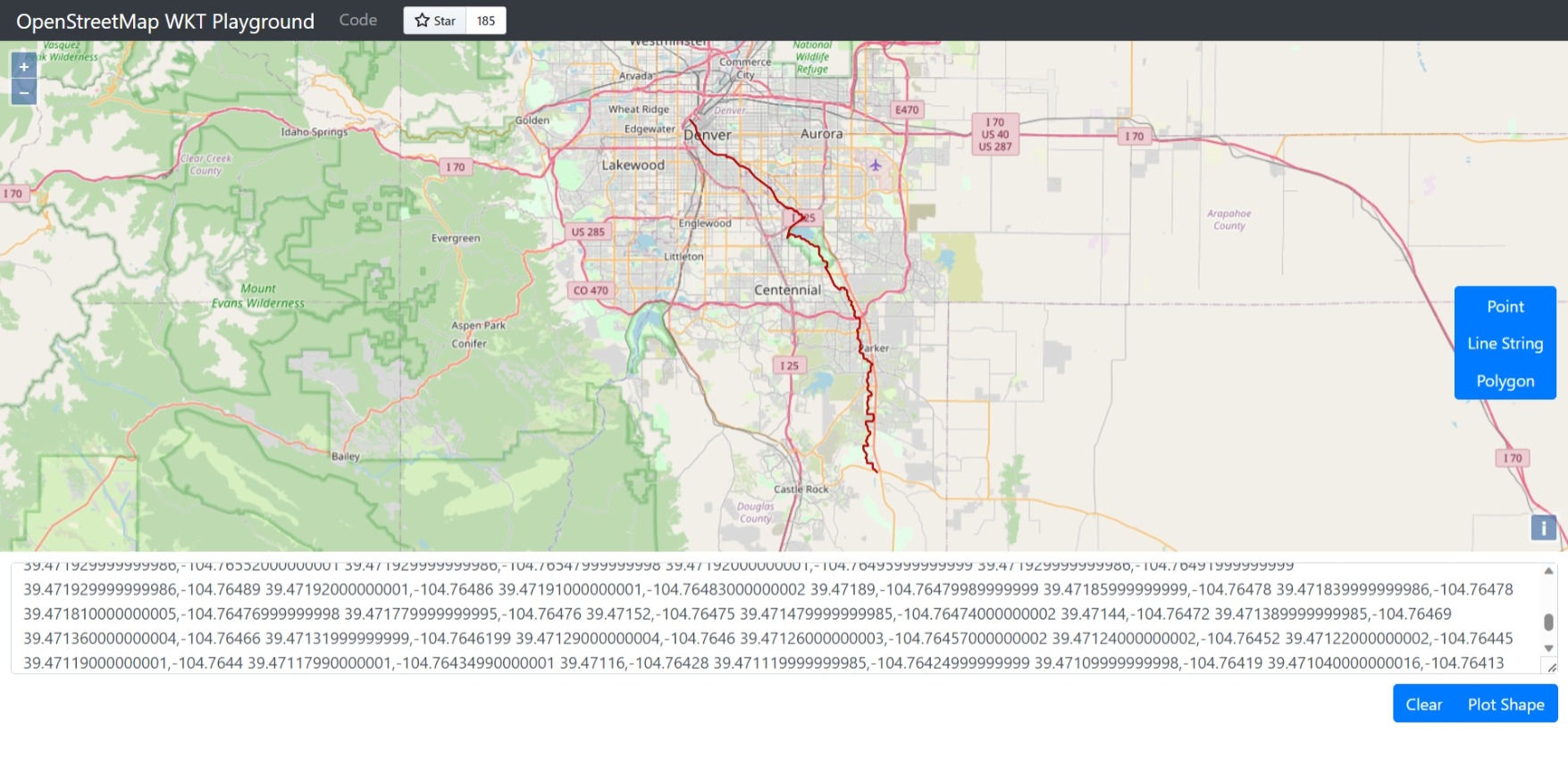OpenStreetMap WKT Playground: 3526 points with LINESTRING